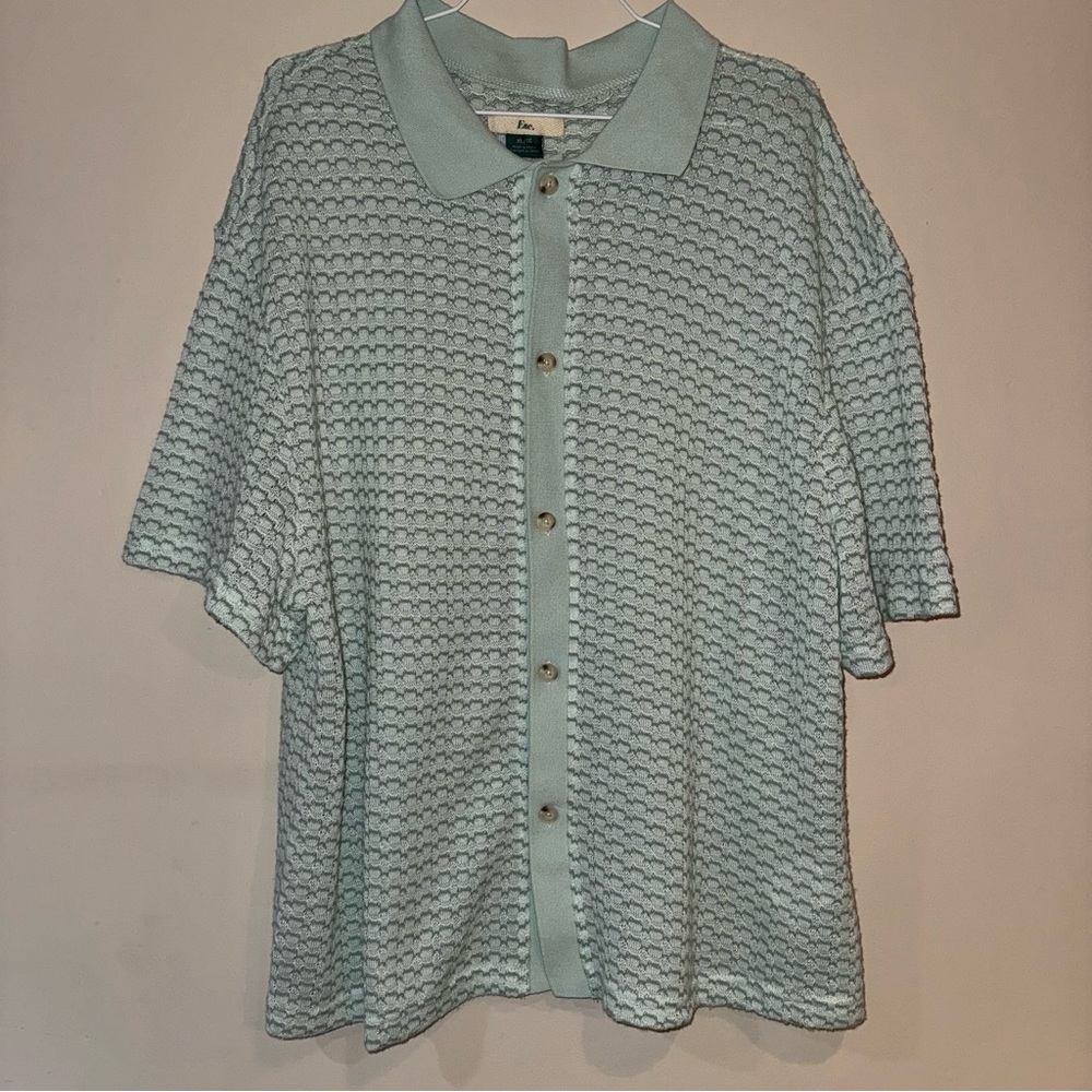 Light Blue Textured Button-Up Shirt